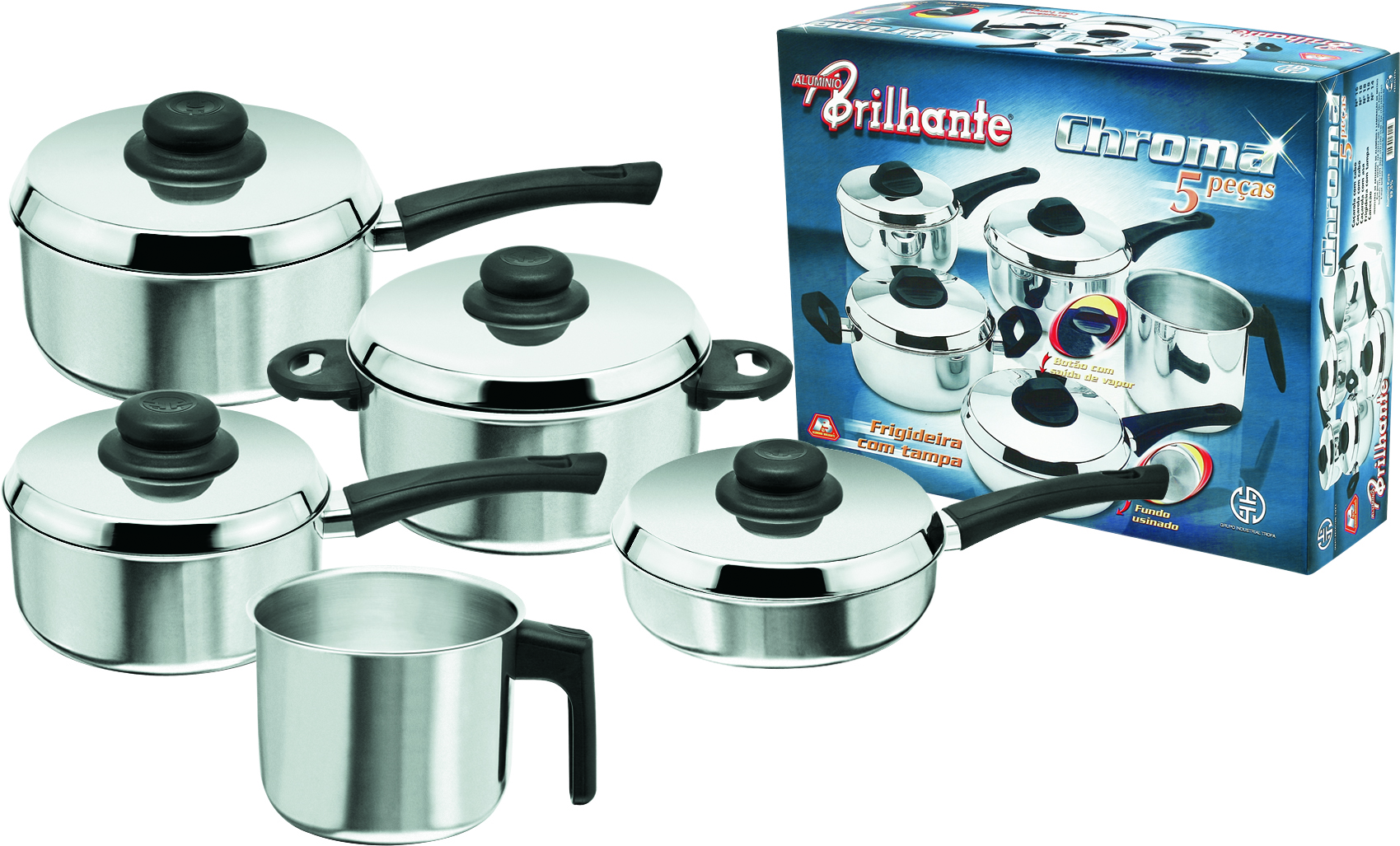 Conjunto de panelas de aluminio com 5 peças