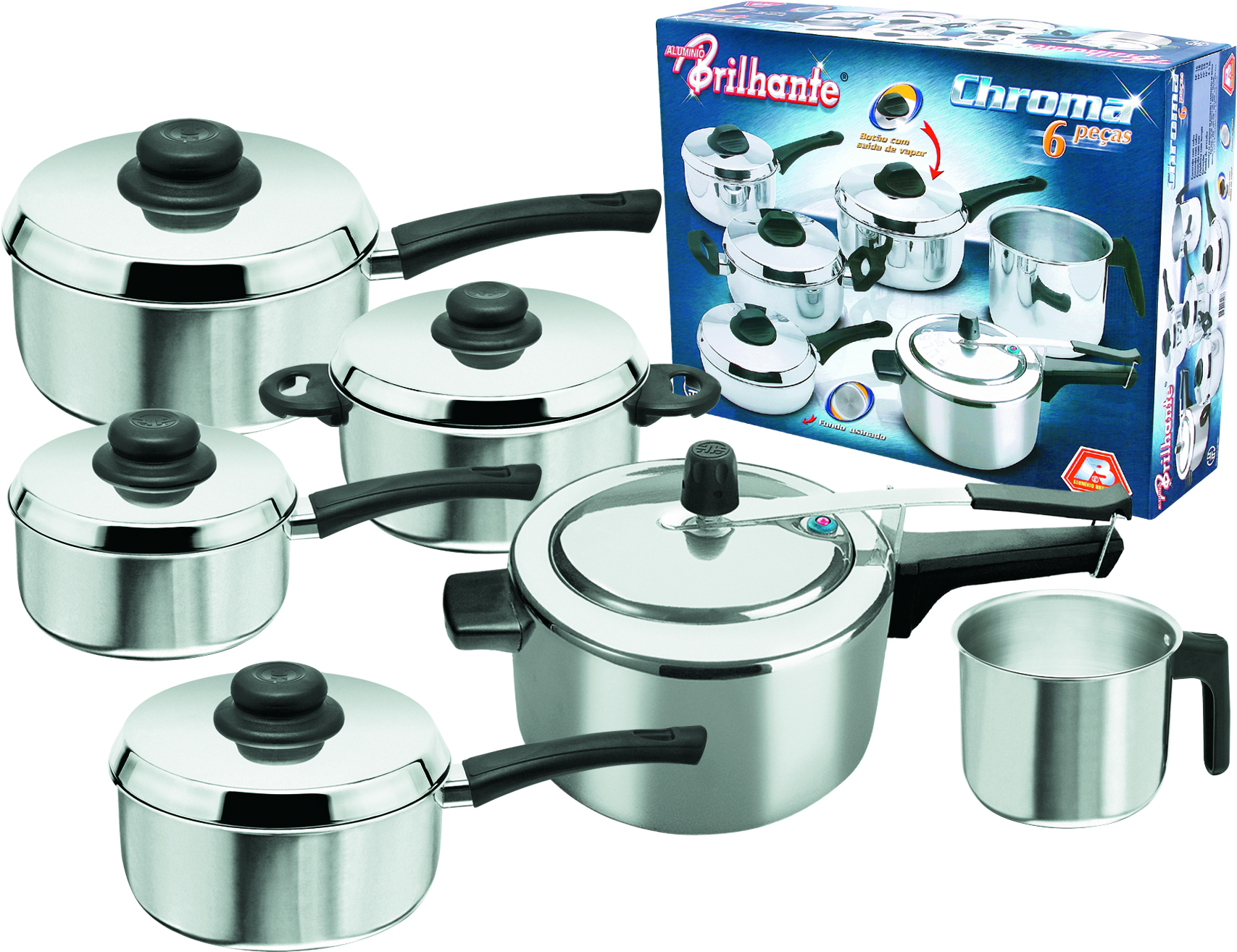 Conjunto de panelas de aluminio com 6 peças
