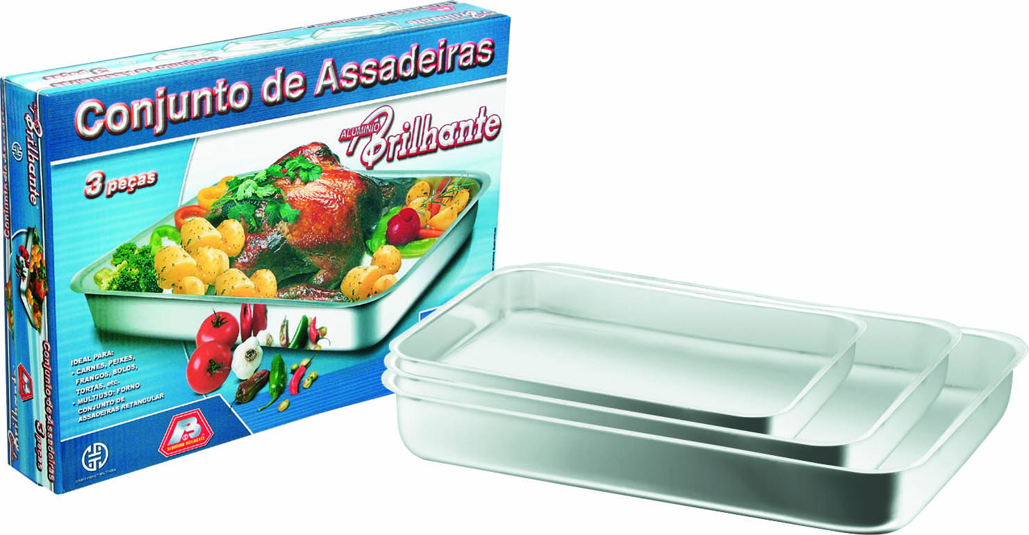  conjunto com 3 assadeiras rentangulares com tamanhos diferentes