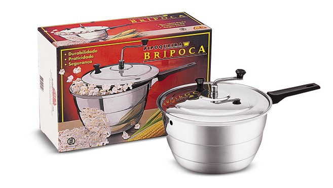 Pipoqueira de aluminio com alça Bripoca